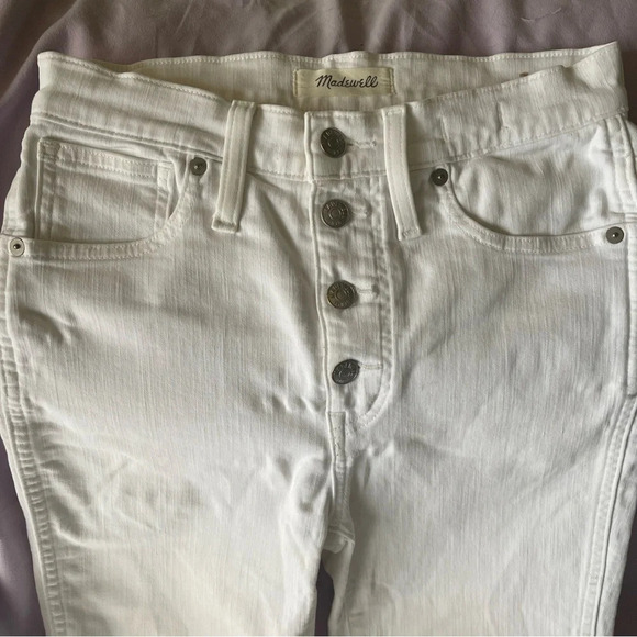 Madewell Jeans Womens Sz 27 10" High Rise Skinny Crop White Button Fly Mom Denim - Picture 3 of 6